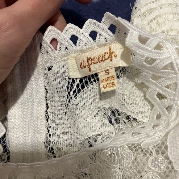 Lace Dollskill coquette white top zip up blouse sz sm sheer Lacey euc - Picture 10 of 11